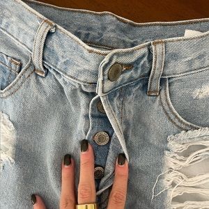 Pacsun Super-Distressed Light Wash Jean Shorts